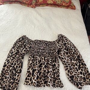 Leopard Print Off-Shoulder Top